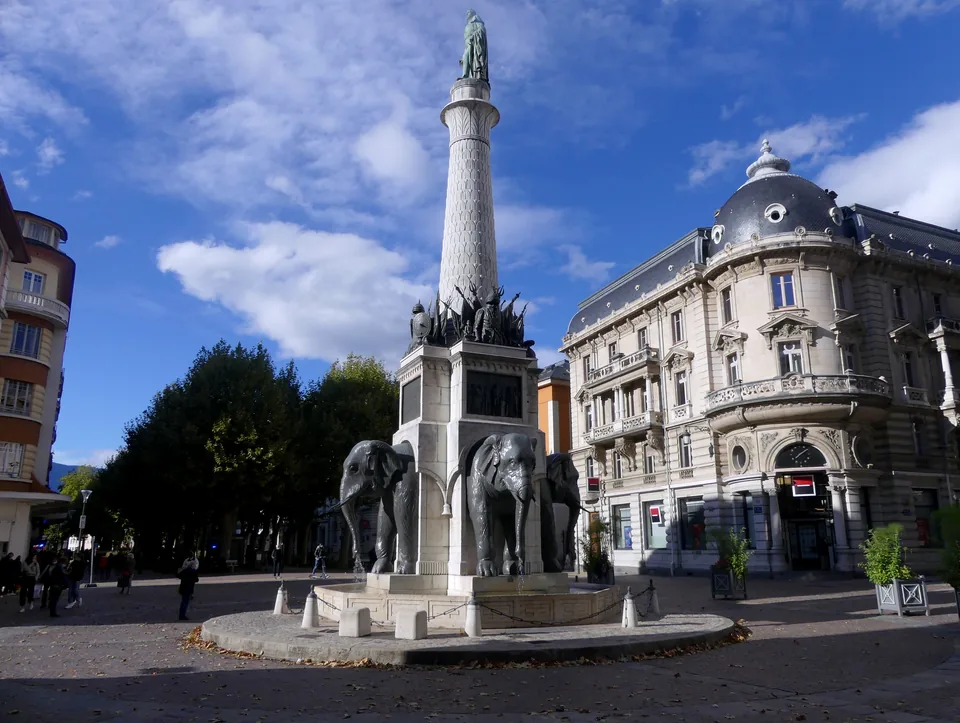 The Elephants Fountain in central Chambéry