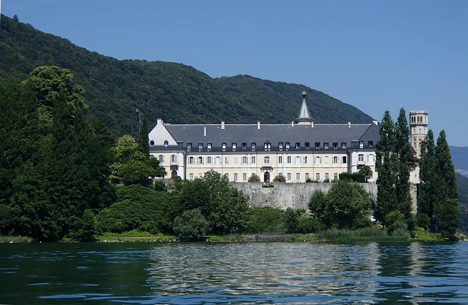 Hautecombe Abbey on the shores of Lake Bourget