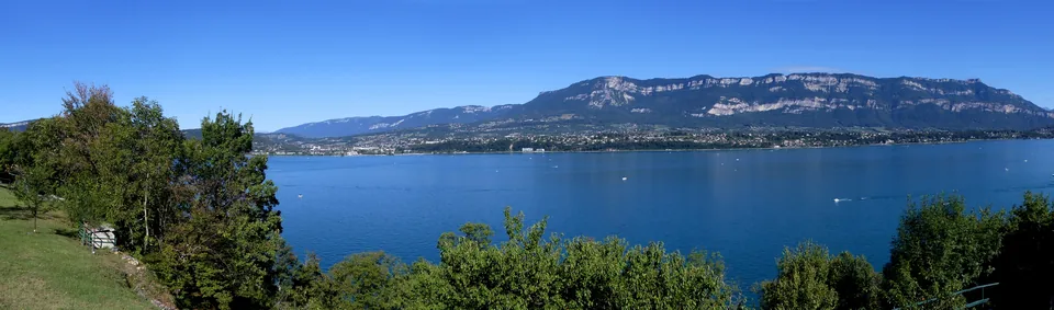 Lake Bourget and the Bauges mountains seen from Bourdeau