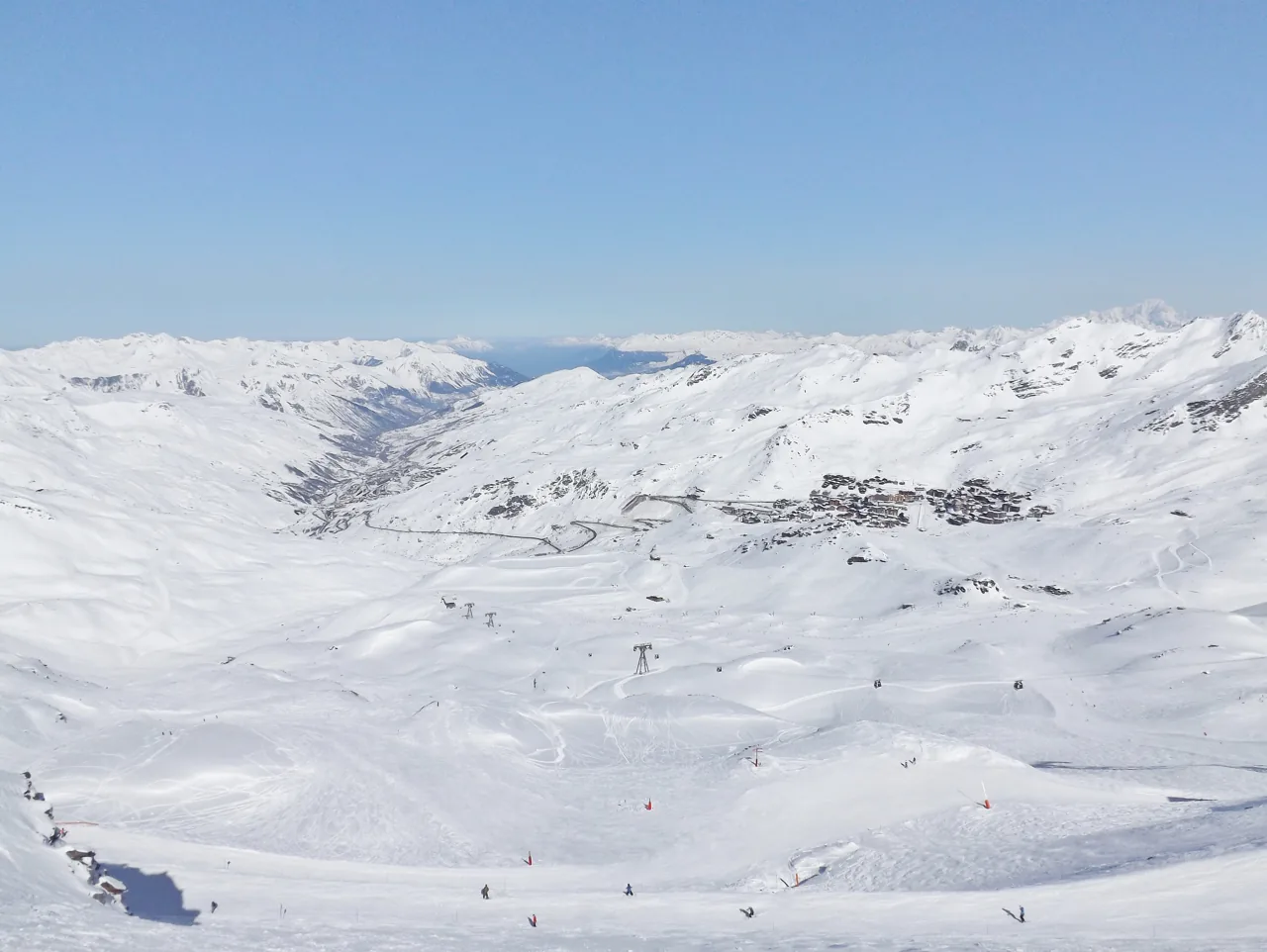 Winter panorama of Val Thorens and the Savoie mountains
